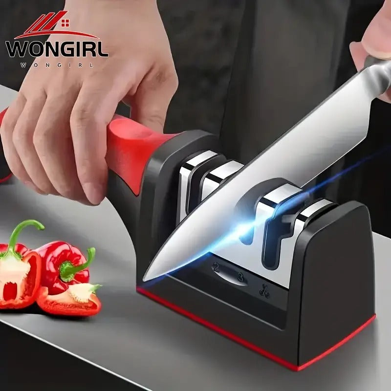 4-Stage Kitchen Knife Sharpener - Easy Manual Sharpening