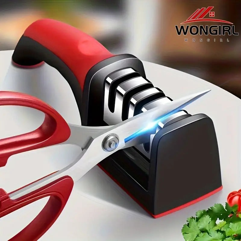 4-Stage Kitchen Knife Sharpener - Easy Manual Sharpening