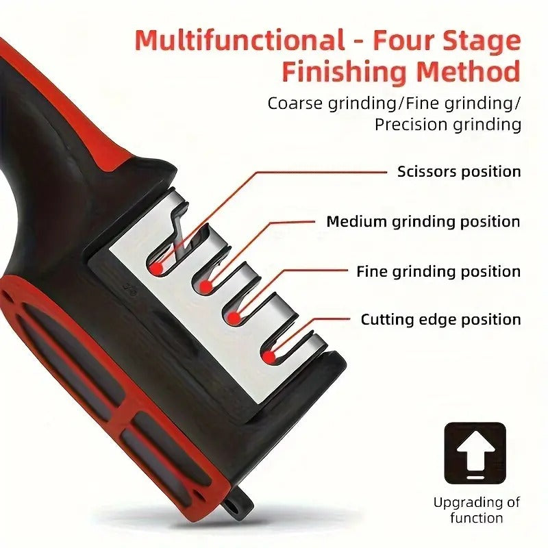 4-Stage Kitchen Knife Sharpener - Easy Manual Sharpening
