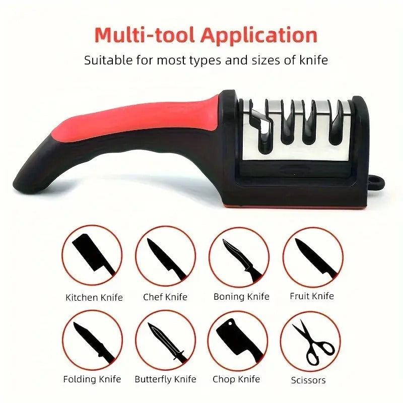 4-Stage Kitchen Knife Sharpener - Easy Manual Sharpening