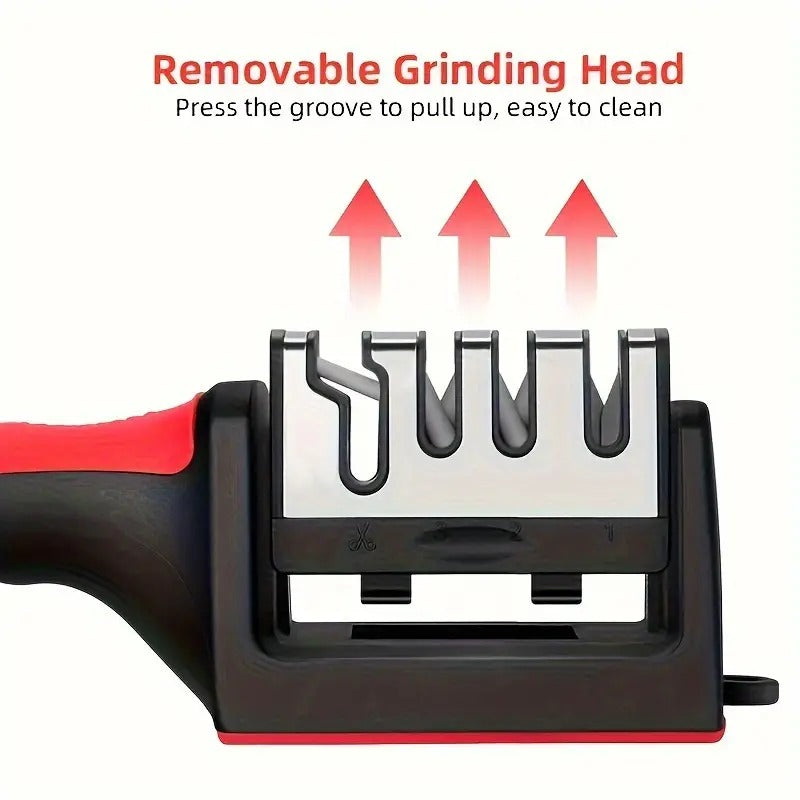 4-Stage Kitchen Knife Sharpener - Easy Manual Sharpening