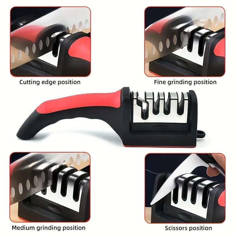 4-Stage Kitchen Knife Sharpener - Easy Manual Sharpening